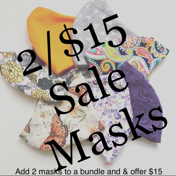 2/$15 SALE Face Mask Adult OSFM Floral Cotton - Picture 2 of 9